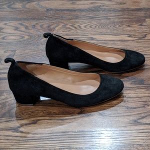 J. Crew Anya Black Suede Block Heels Size 7